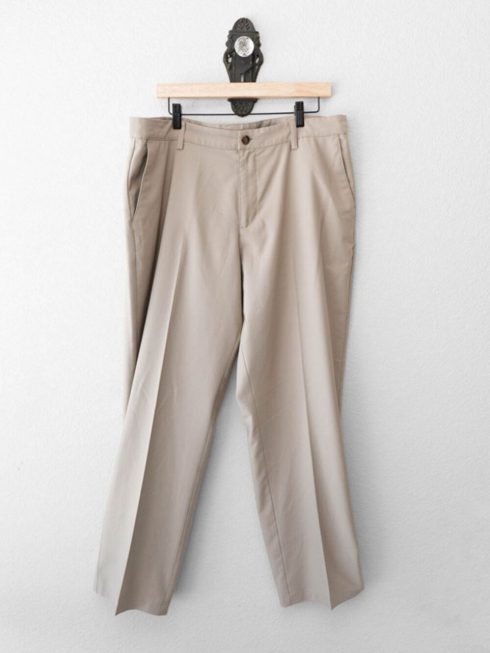 Adidas ClimaLite Golf Pants 36 Khaki Performance Chino Flat Front Stretch Mens